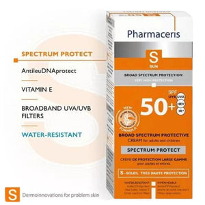 PHARMACERIS sunscreen SPF 50+ Broad Spectrum Cream (50ml) - Maximum Protection for Sensitive Skin - Imported from Poland