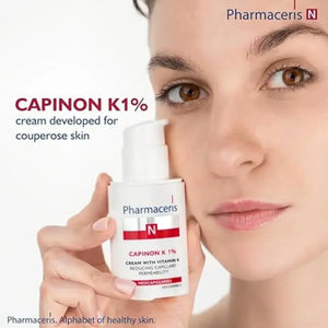 PHARMACERIS N CAPINON K Cream with Vitamin K 1% (30ml) - Reduce Redness & Strengthen Capillaries - Original Import from Poland