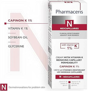 PHARMACERIS N CAPINON K Cream with Vitamin K 1% (30ml) - Reduce Redness & Strengthen Capillaries - Original Import from Poland