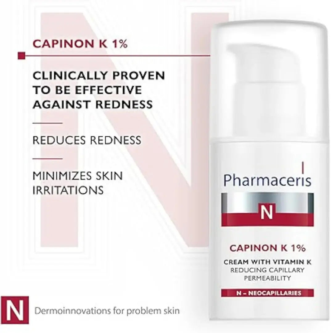 PHARMACERIS N CAPINON K Cream with Vitamin K 1% (30ml) - Reduce Redness & Strengthen Capillaries - Original Import from Poland