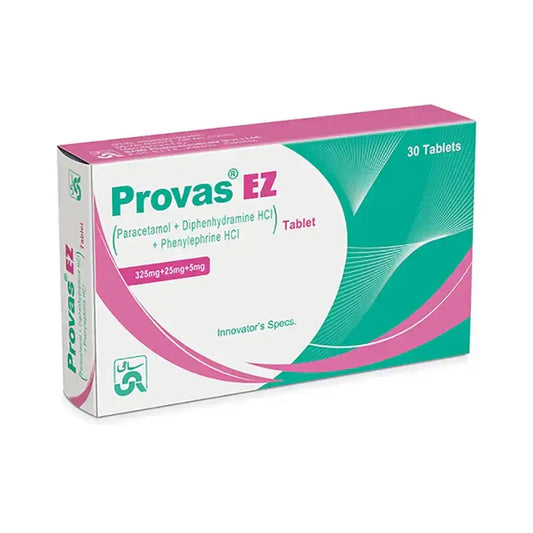 Provas S Ez Tablet – Paracetamol, Diphenhydramine & Phenylephrine for Cold & Flu – Available in Pakistan