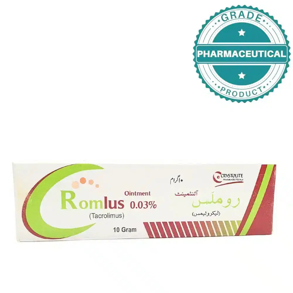 Romlus 0.03% Ointment 10g tacrolimus pack composition view
