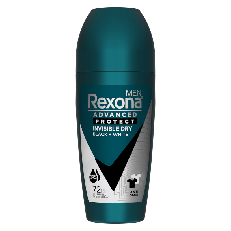 Buy Rexona Invisible Dry Black + White Roll-On – 72H Anti-Stain Deo at Derma.pk