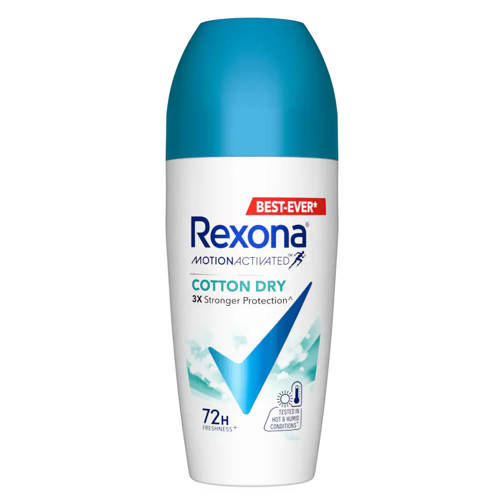 Buy Rexona Cotton Dry Roll-On ��� 72H Antiperspirant Deo with Triple Protection at Derma.pk