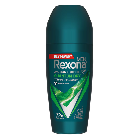 Buy Rexona Quantum Dry Roll-On – 72H Antiperspirant Deodorant for Men at Derma.pk Rexona