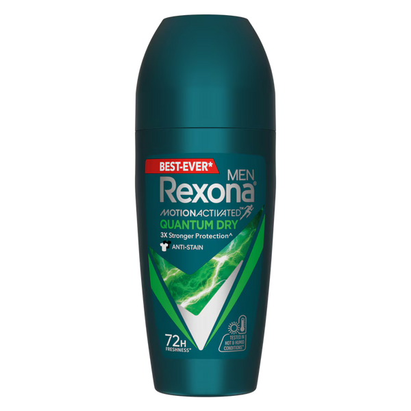 Buy Rexona Quantum Dry Roll-On – 72H Antiperspirant Deodorant for Men at Derma.pk Rexona