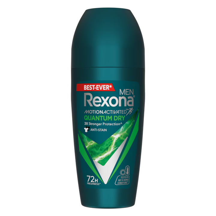 Buy Rexona Quantum Dry Roll-On – 72H Antiperspirant Deodorant for Men at Derma.pk Rexona