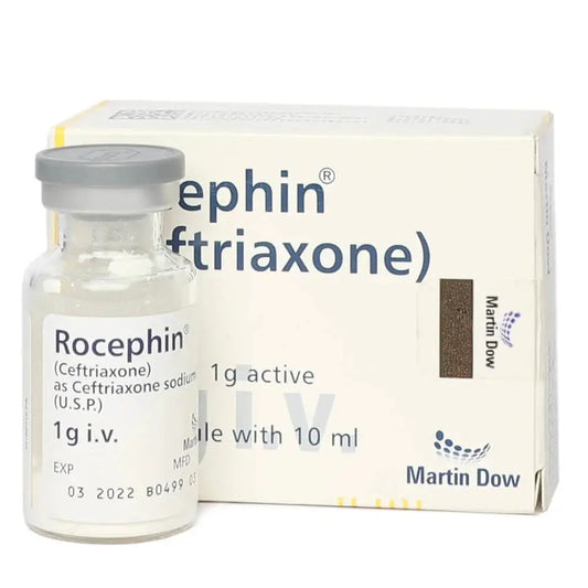 Rocephin 1gm IV Injection — ceftriaxone antibiotic available at Derma.pk