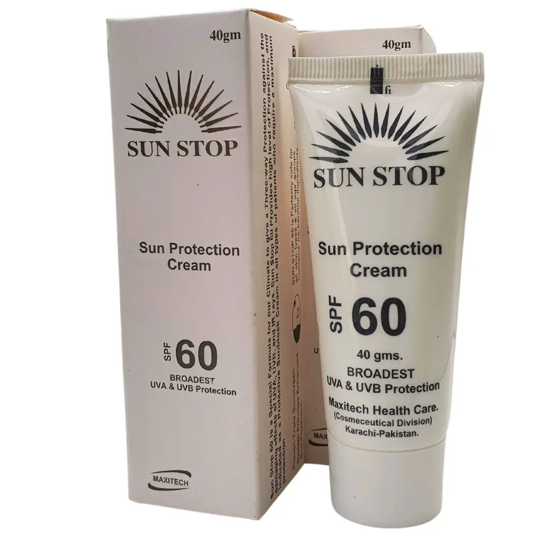 Sun Stop 60 Cream 40g | Broad Spectrum Sunscreen with Zinc Oxide – Derma.pk