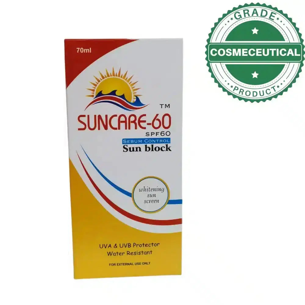 Suncare-60 SPF 60 oil control sunblock bottle side view