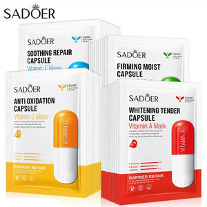 SADOER Pack of 4 Vitamin Repair Antioxidant Whitening Capsule Facial Sheet Mask - Assorted Variants (Sent at Random Based on Availability)