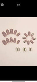 Shein Nails Enhance Your Elegance With 24pcs Medium-long Elegant Glitter Rhinestone Square Nail Set, Suitable For Students, Office Workers And Daily Wear photo 4