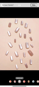 Shein Nude 24pcs Long Square Nude Cat Eye Glitter Fake Nails photo 2