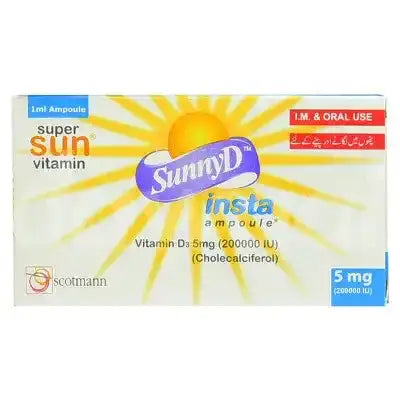 Sunny D Insta 200,000IU Injection 5mg – Vitamin D3 Supplement – Available in Pakistan