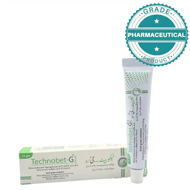 Technobet-G Betamethasone Dipropionate 0.05% + Gentamicin 0.1% Cream 15g