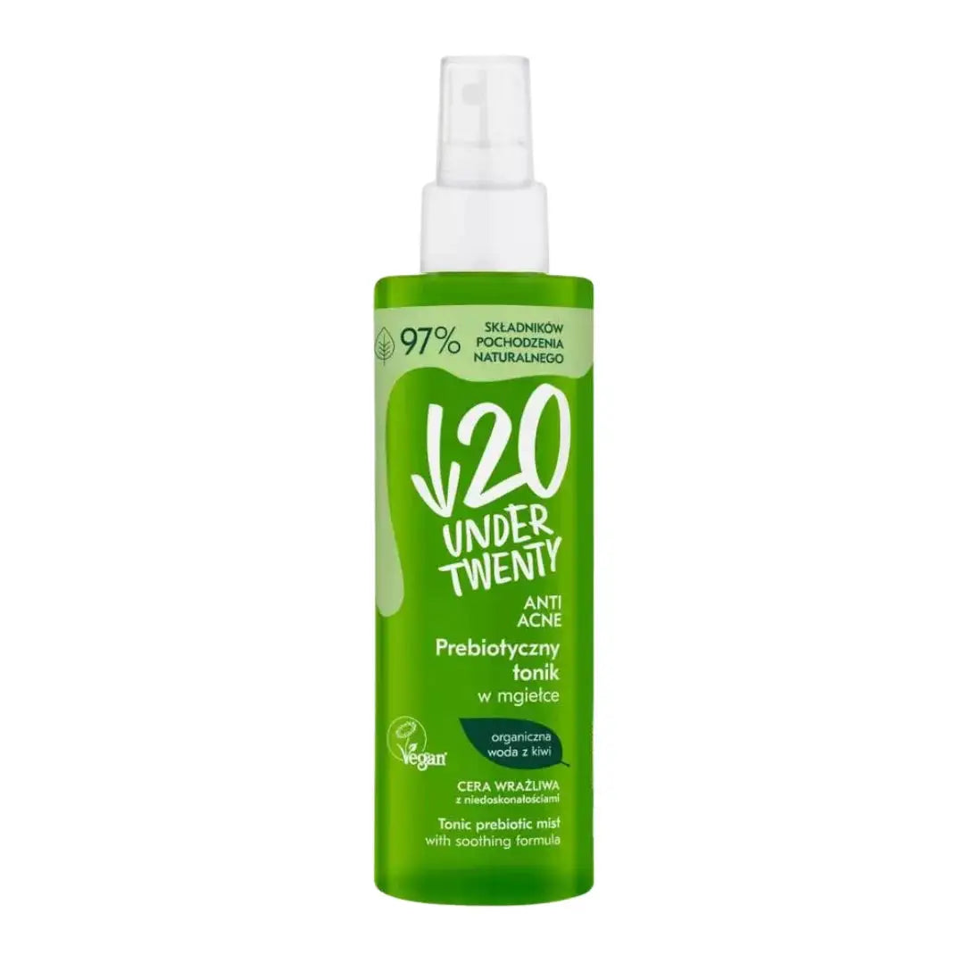 Pharmaceris U20 Prebiotic Anti-Acne Face Mist sprayed on acne-prone face — oil control throughout the day – View Product Detail