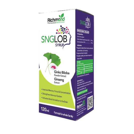 SNGLOB Syrup – Ginkgo Biloba & Ginseng for Memory, Focus & Brain Health 120ml – Available in Pakistan