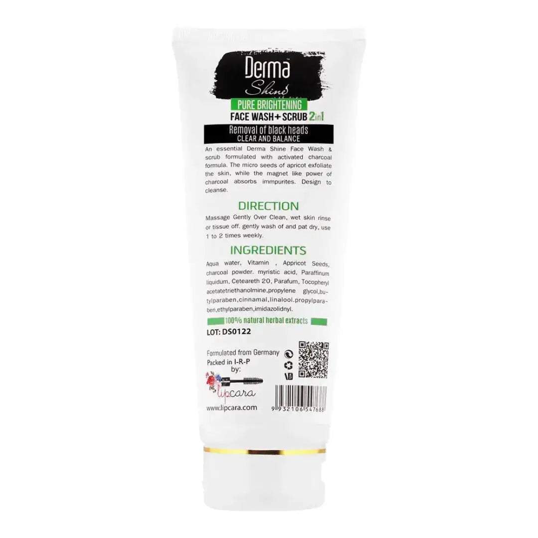 Derma Shine Charcoal 2-in-1 Face Wash & Scrub 200gm — charcoal face wash scrub for deep pore cleansing