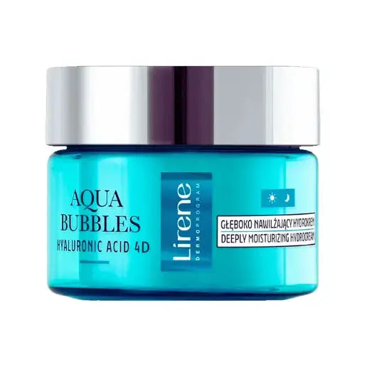 Lirene Aqua Bubbles Hydrocream 50ml packaging showing intensive hydration formula