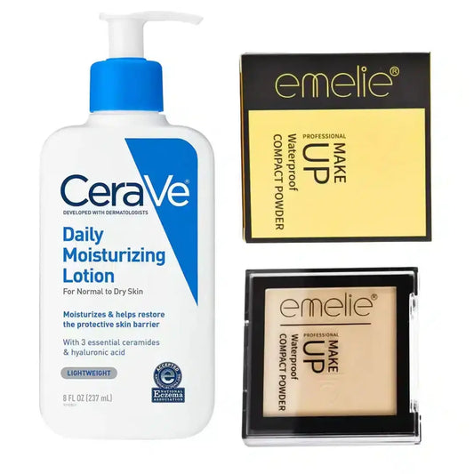 Skincare Essentials Deal Box: CeraVe Moisturizer + Emelie Face Powder | derma.pk