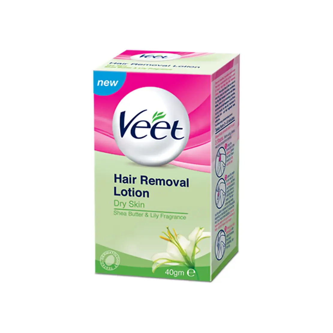 Veet Hair Removal Lotion 40g – Dry Skin Formula with Shea Butter & Lily Fragrance