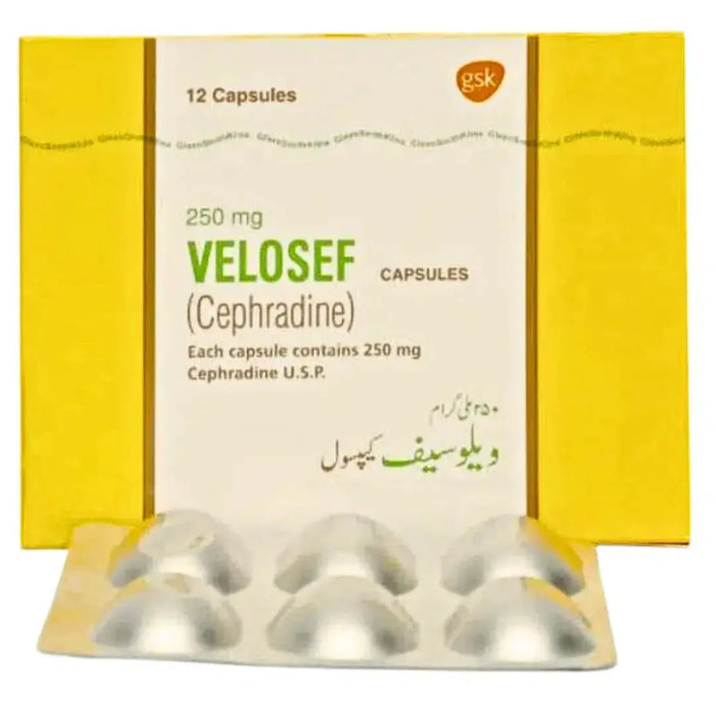 Velosef Capsules 250mg (12 Capsules) GlaxoSmithKline | derma.pk