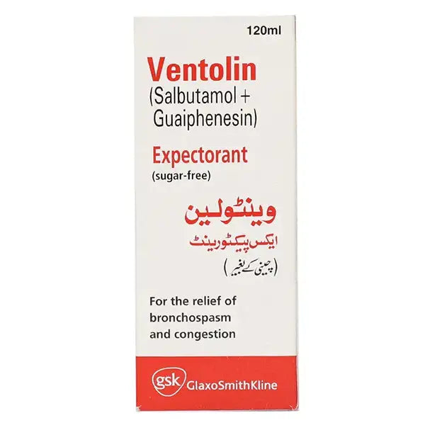 Ventolin Expectorant Syrup 120ml by GlaxoSmithKline Pakistan – Rx respiratory medication
