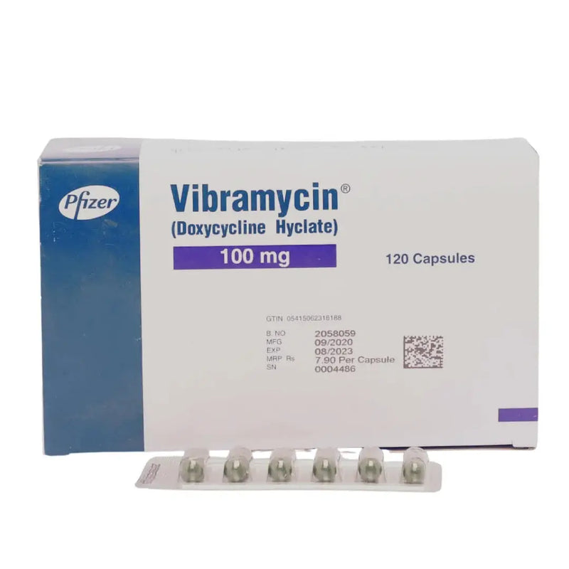 Vibramycin Capsules 100mg (Doxycycline) | derma.pk
