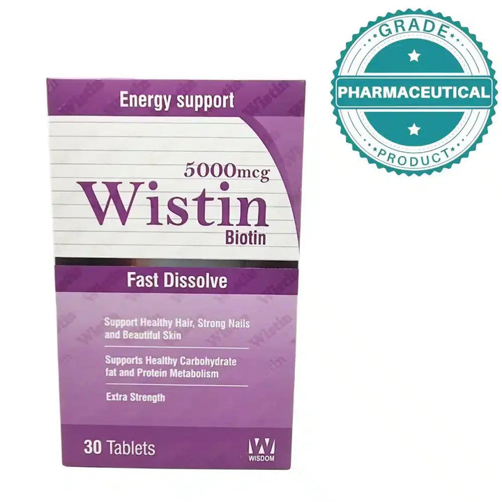 WISTIN BIOTIN 5000mcg SUPPLEENTS 30 TABLETS Wisdom Pharma