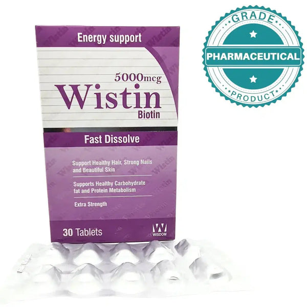 WISTIN BIOTIN 5000mcg SUPPLEENTS 30 TABLETS Wisdom Pharma