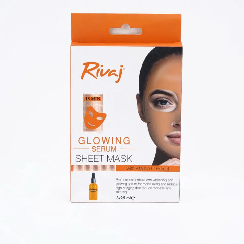 Rivaj Glowing Serum Sheet Mask Vitamin C Extract– Brightening & Hydrating