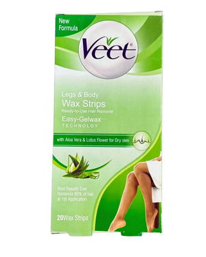 Veet Wax Strips Legs & Body with Aloe Vera & Lotus Flower