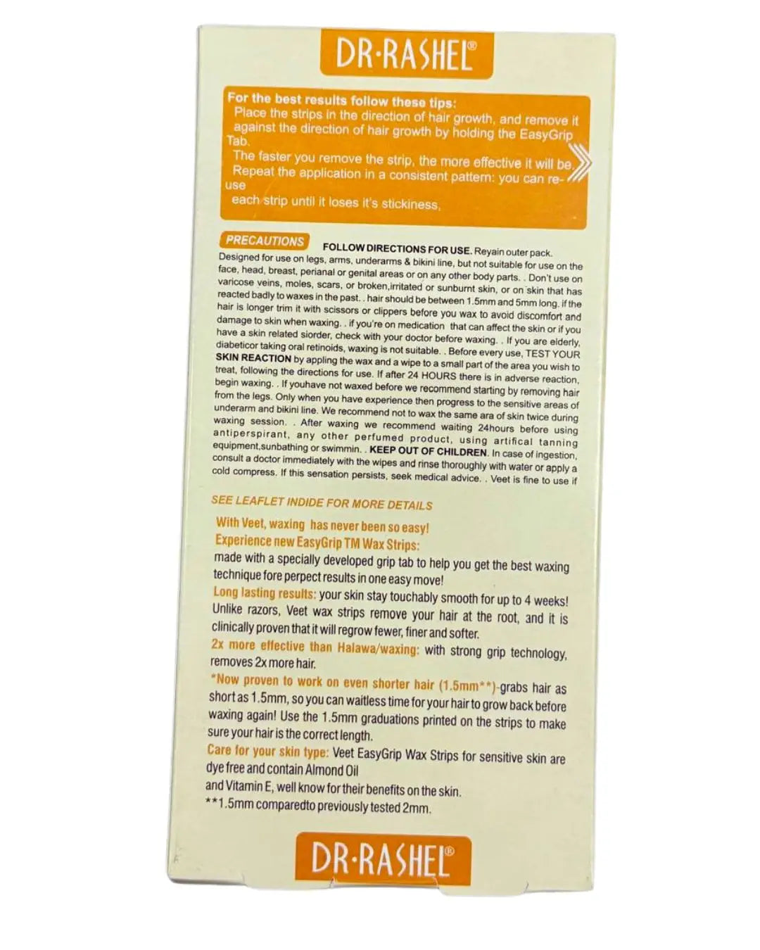 Dr. Rashel Wax Strips Legs & Body with Lemon