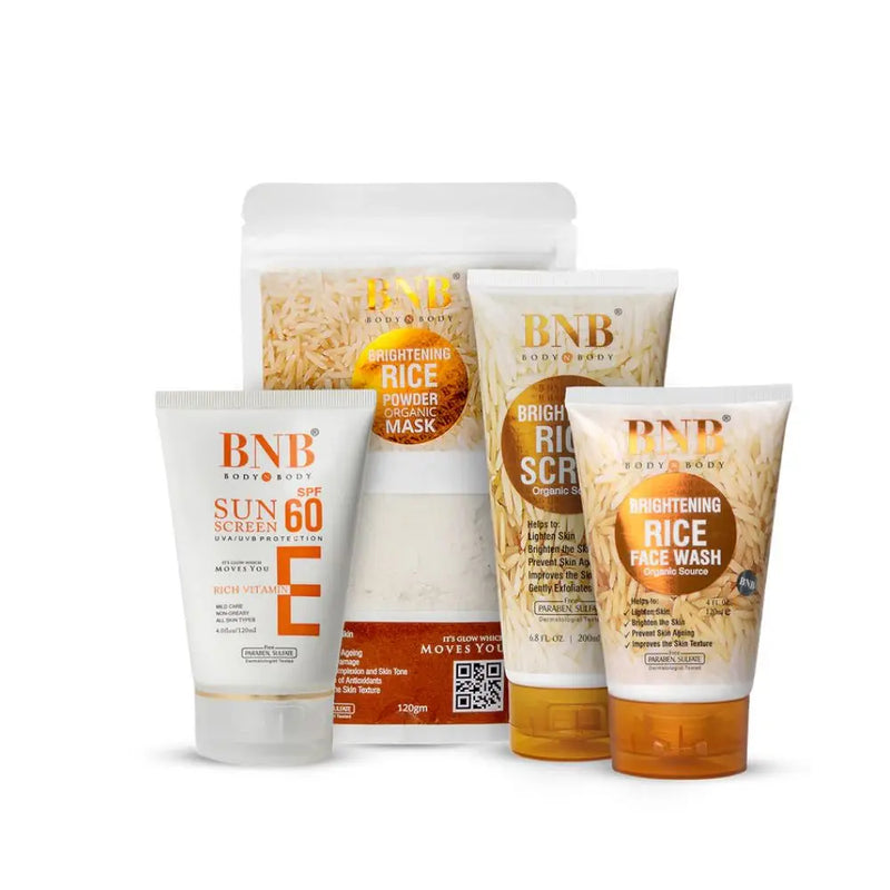 BNB Radiance Resurgence Bundle – Facewash, Scrub, Mask & Vitamin E SPF