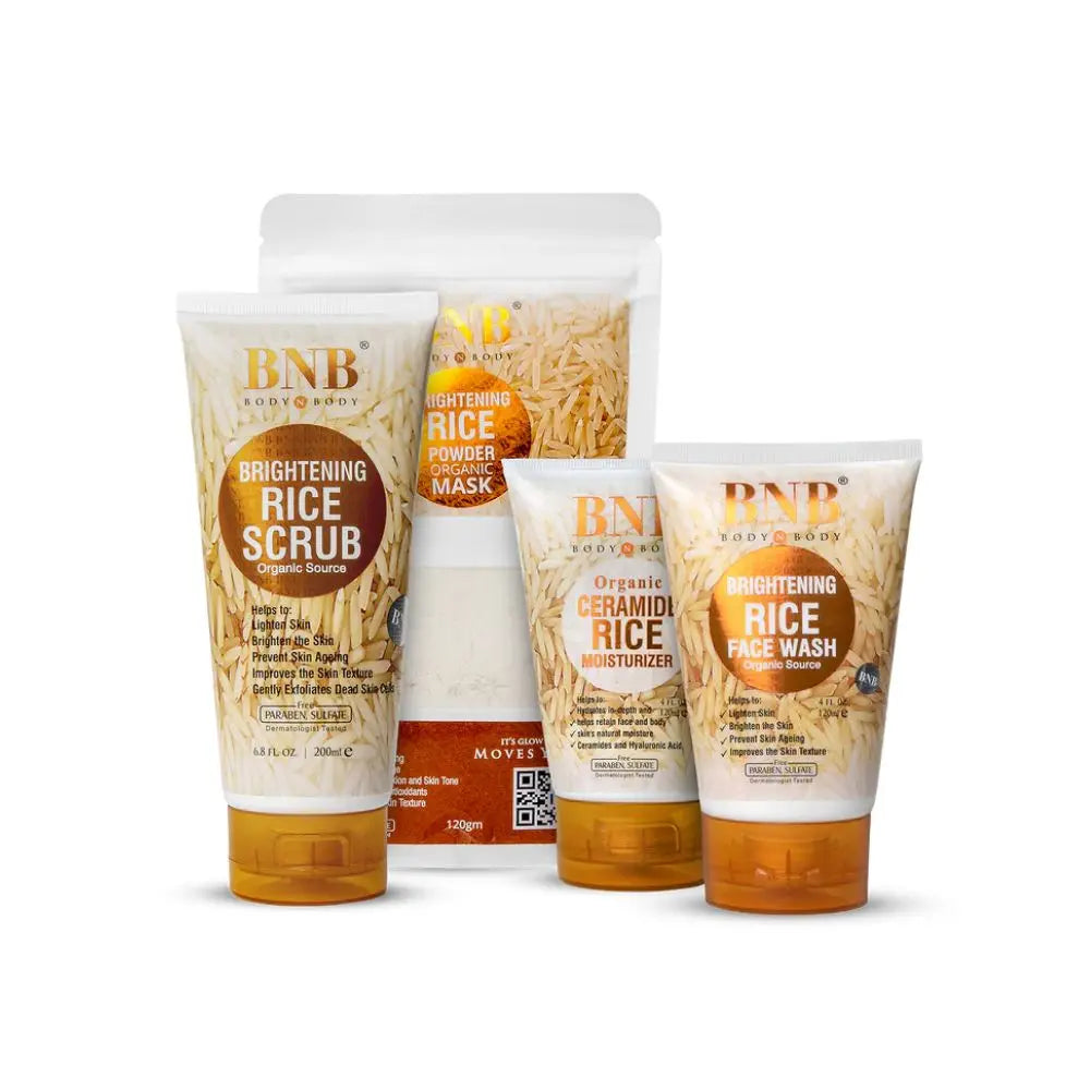 BNB Rice Bliss Bundle ��� Facewash, Scrub & Moisturizer for Radiant Skin