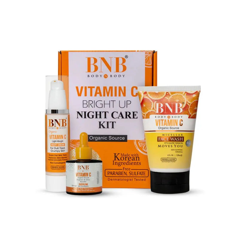 BNB Vitamin C Bright Glow Kit – Face Wash, Serum, Mask & Night Cream