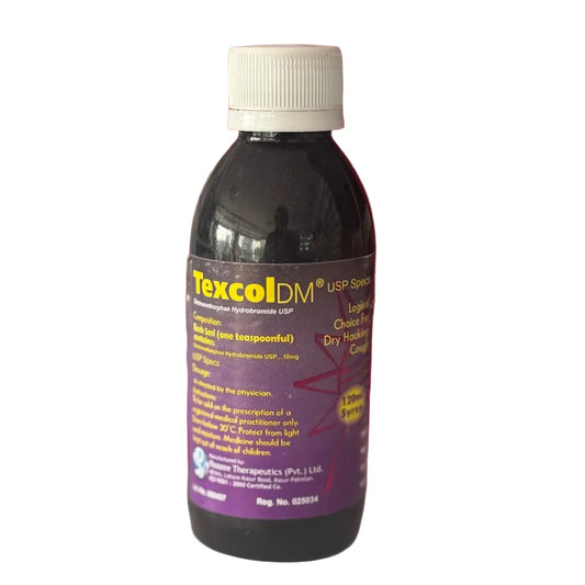 Texcol DM Syrup 120ml – Dextromethorphan Cough & Congestion Relief – Available in Pakistan