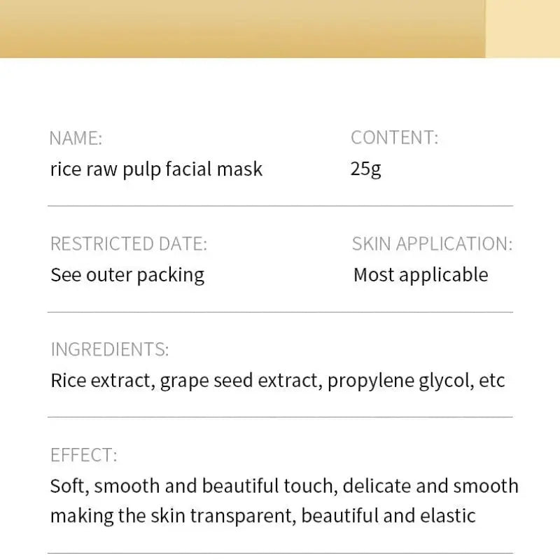 BioAqua Rice Raw Pulp Facial Mask ��� Hydrating & Brightening