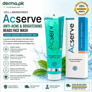 Cell Laboratories Acserve Face Wash actives and ingredients detail view