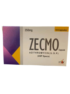 Zecmo Azithromycin 250mg Antibiotic Capsules