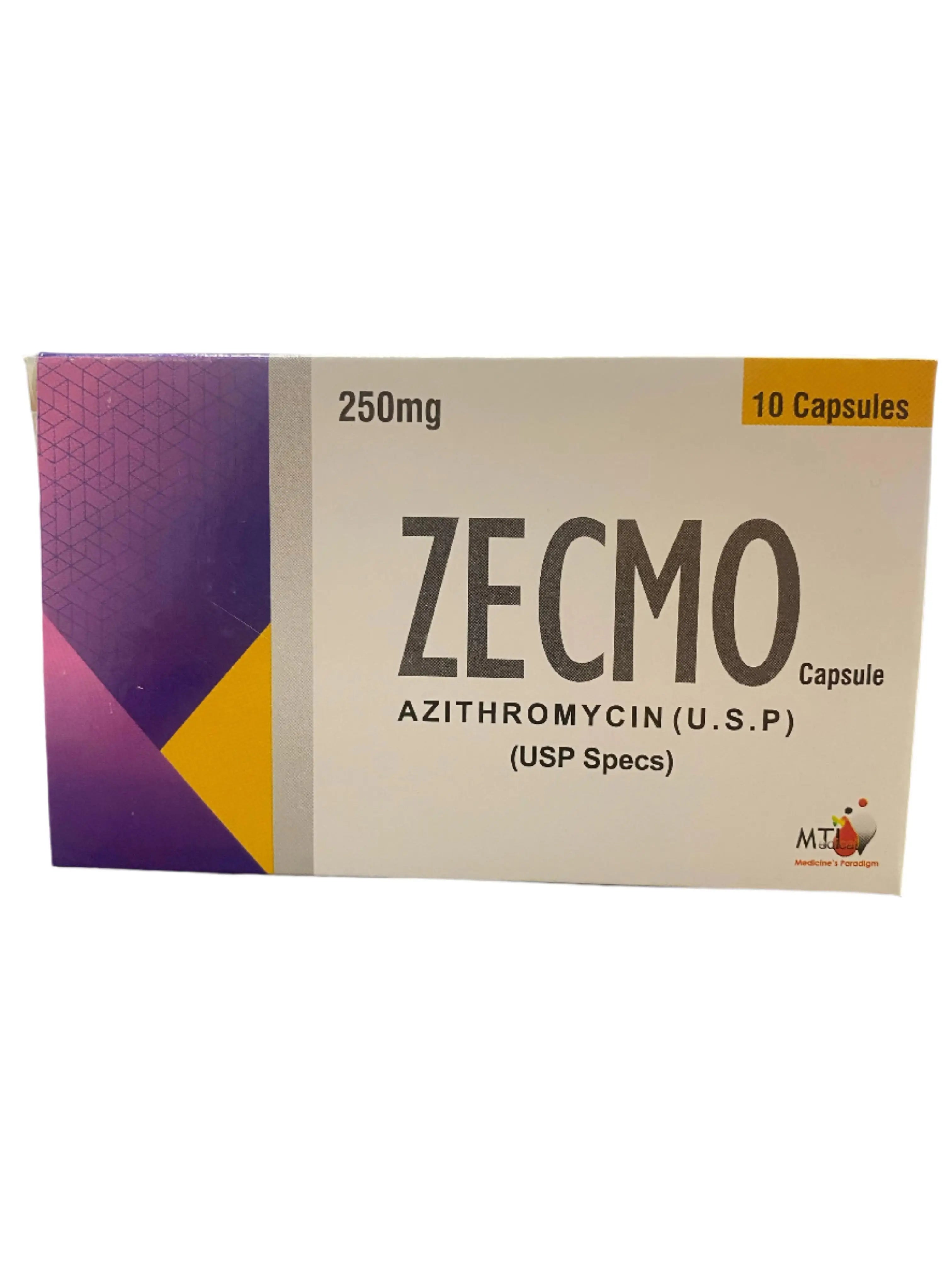 MTI Medical Zecmo 250mg Azithromycin Antibiotic Capsules
