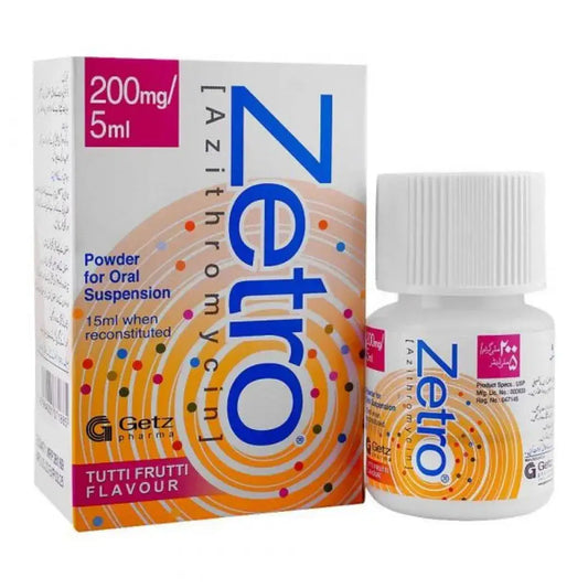Zetro 15ml Suspension 200mg/5ml (Azithromycin) Getz Pharma | derma.pk