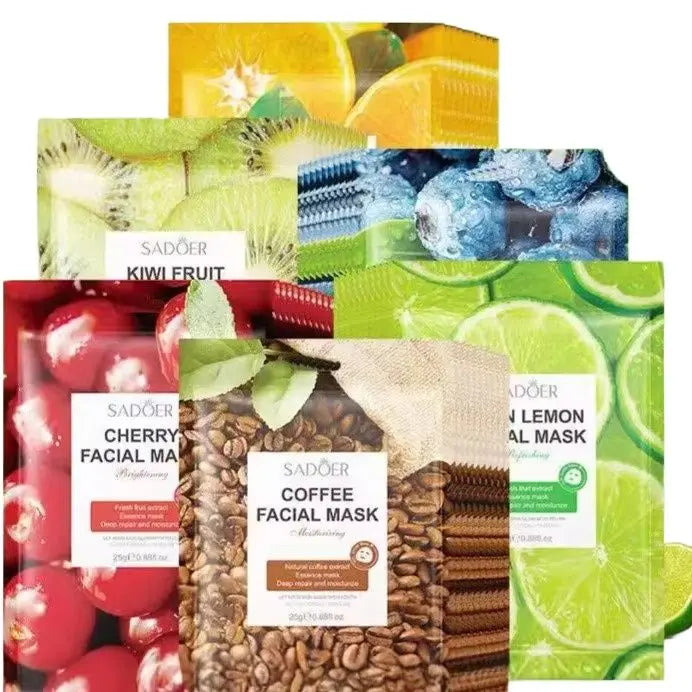 SADOER Pack of 4 Fruit Moisturizing Face Sheet Masks 25ml Each - Assorted Variants (Sent at Random Based on Availability)
