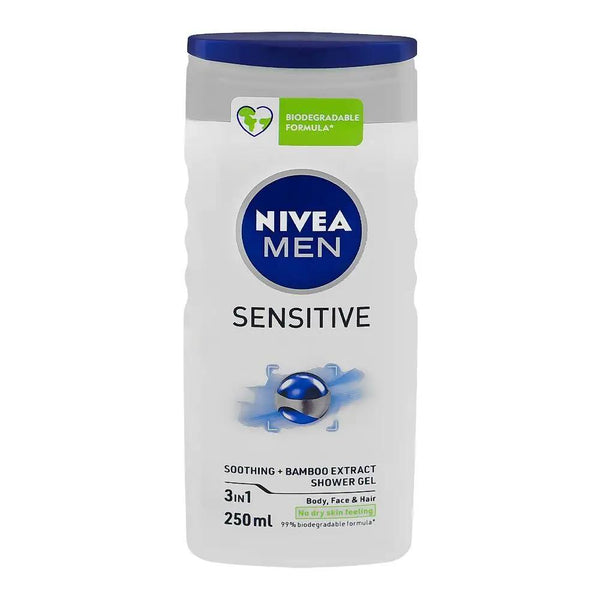 Nivea Men Sensitive 3-In-1 Shower Gel, For Dry Skin, 250ml