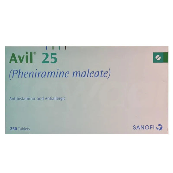 Avil Tablets 25mg 250’s – Allergy Relief, Sleep Aid, Antihistamine - Derma.pk