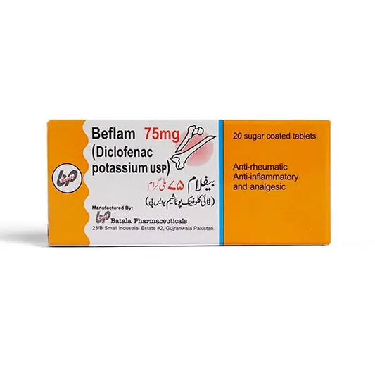 Beflam 75mg Tablets (Diclofenac Potassium) for Pain & Inflammation – Available in Pakistan