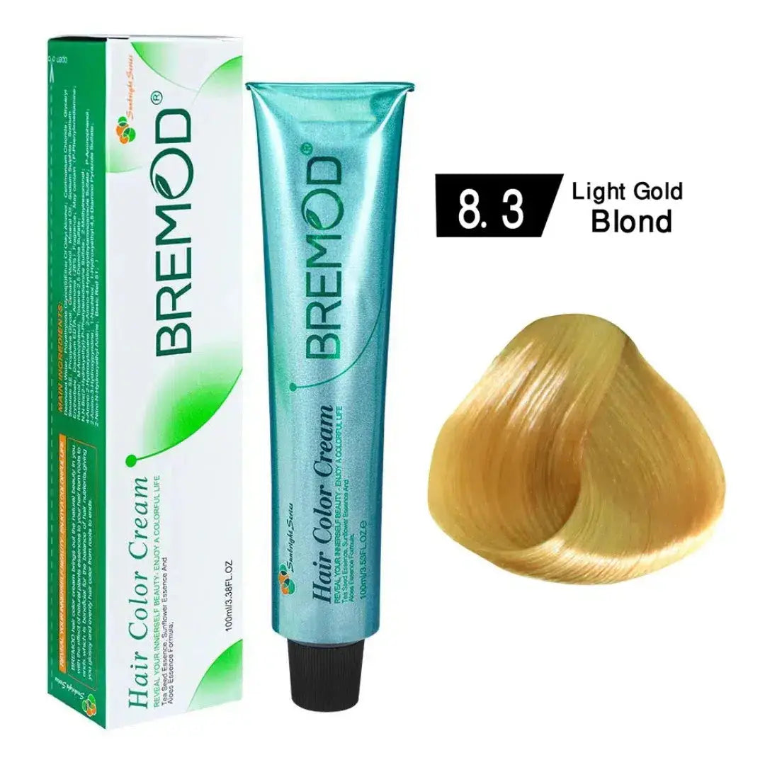 Bremod Hair Color 8.3 Light Gold Blonde 100ml — shade swatch – View Product Detail