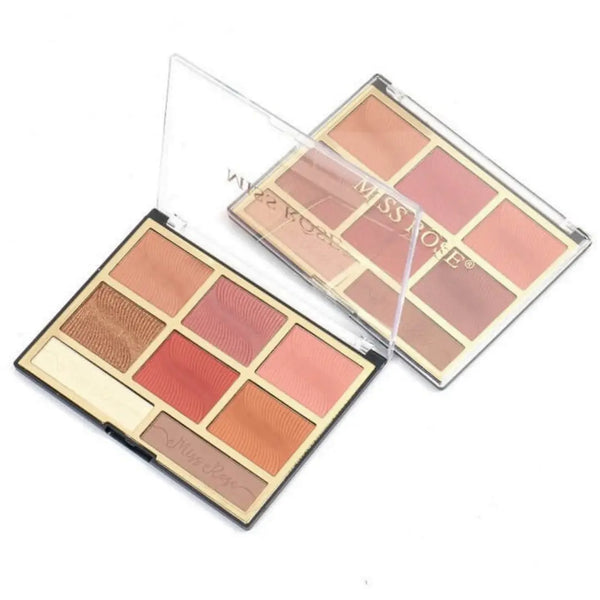 MISS ROSE 6 COLOR BLUSH & 2 COLOR BRONZER PALETTE 01