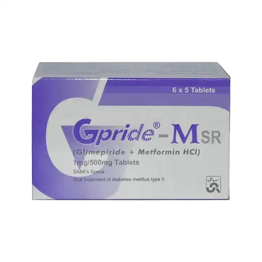 Gpride M-SR 1/500mg Tablets – Glimepiride and Metformin SR for Diabetes by Getz Pharma