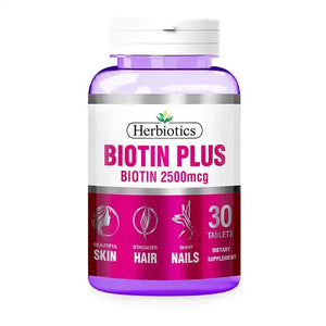Herbiotics Biotin Plus Tablets 2500mcg — Biotin & Folic Acid for Hair Growth